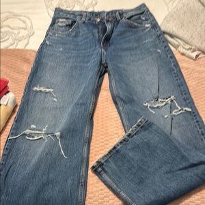 Women’s Blue High Waisted Distressed Jeans